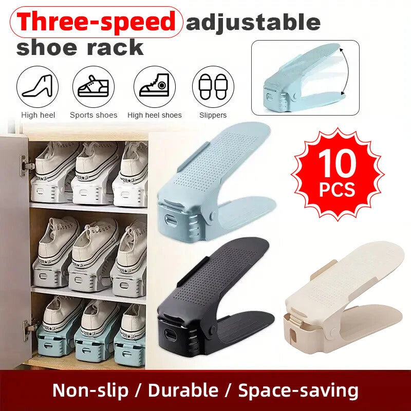 SpaceSaver™ Adjustable Double-Layer Shoe Rack (10pcs Set)