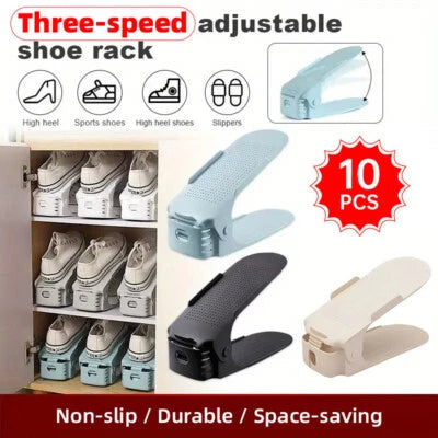 SpaceSaver™ Adjustable Double-Layer Shoe Rack (10pcs Set)